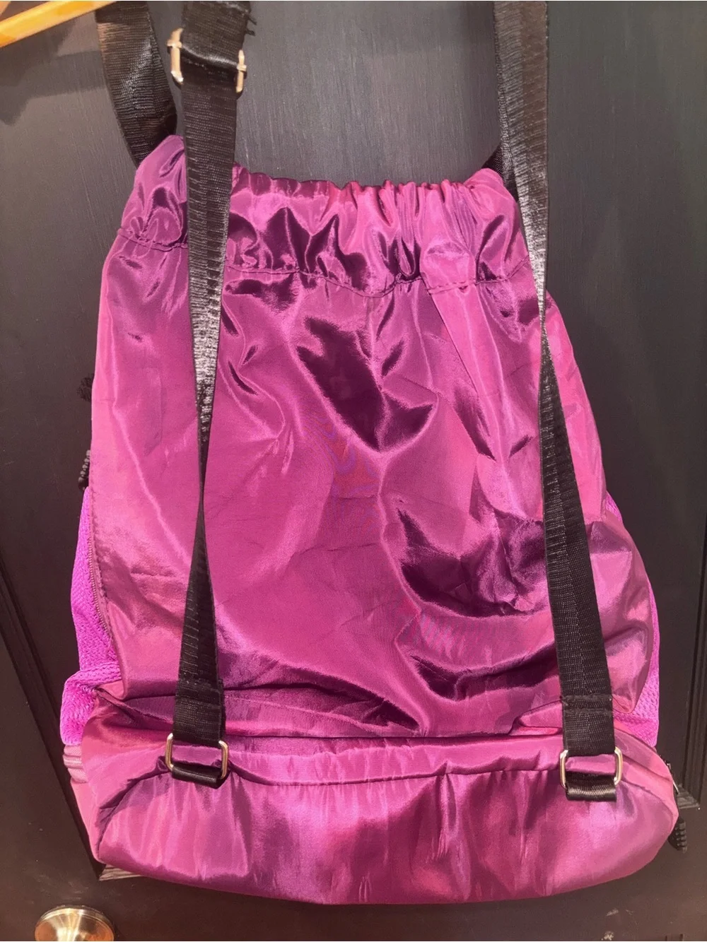 Adidas Purple 3-Stripes Drawstring Sackpack Gym Bag Mesh Pockets - Picture 5 of 7
